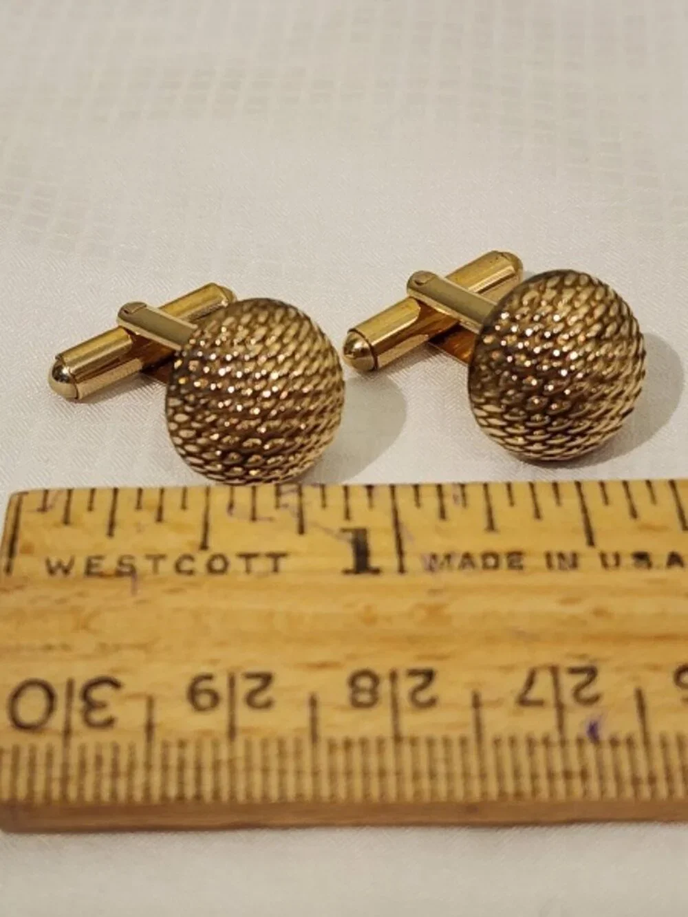 Vintage A&Z 12K Gold-Fille Dome Cufflinks & Tie Pin Set